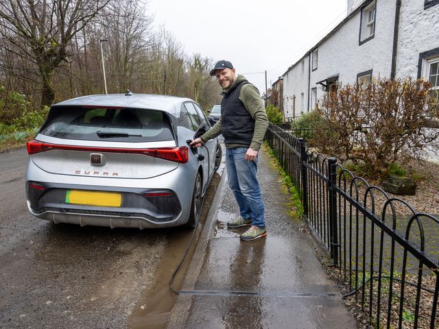 EV charging channel installed across a pavement