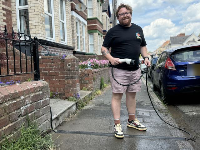 EV charging channel installed across a pavement