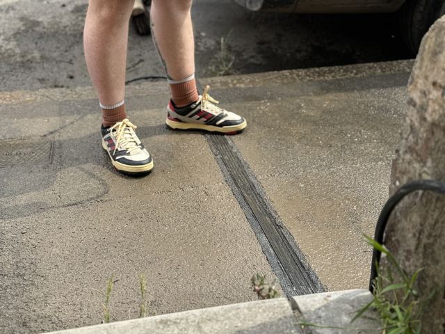 EV charging channel installed across a pavement
