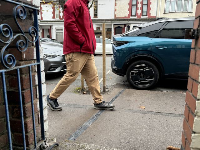 EV charging channel installed across a pavement