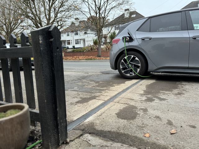 EV charging channel installed across a pavement