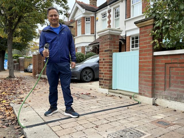 EV charging channel installed across a pavement